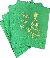 16'lı Yılbaşı Temalı Varak Baskı Peçete Yeşil