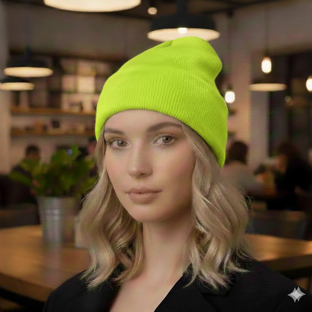 Neon Sarı Triko Bere - Görsel 1