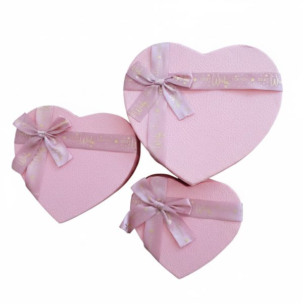 3'lü Kalpli Kurdela Detay Pembe Kutu
